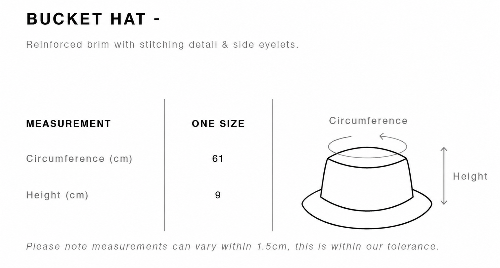 Size guide for Suncebeat 2026 - Unisex Bucket Hat Hazy Pink